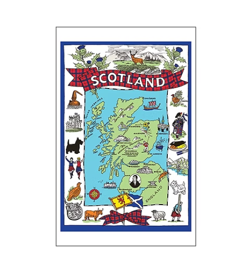 Scotland Map Tea Towel
