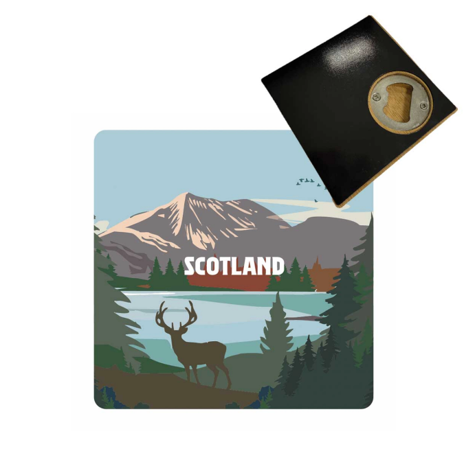 Big Country Scotland Stag 3in1 Bottle Opener Coaster Magnet