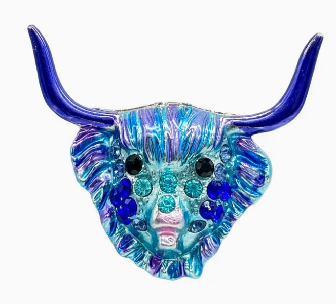 Dark Blue Highland Cow Magnet