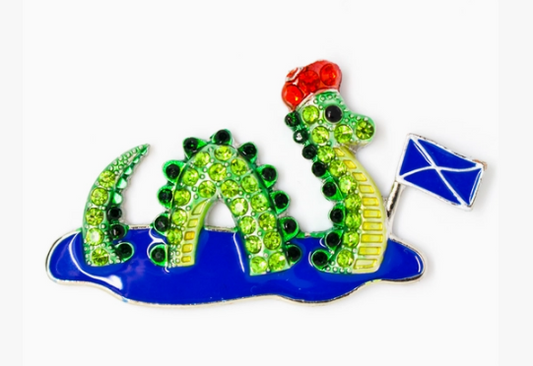 Loch Ness Monster with flag Diamante Magnet