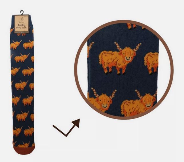 Funky Welly Socks - Hardy Highland Cows