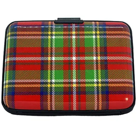RFID Blocking Red Tartan Bank Card Holder