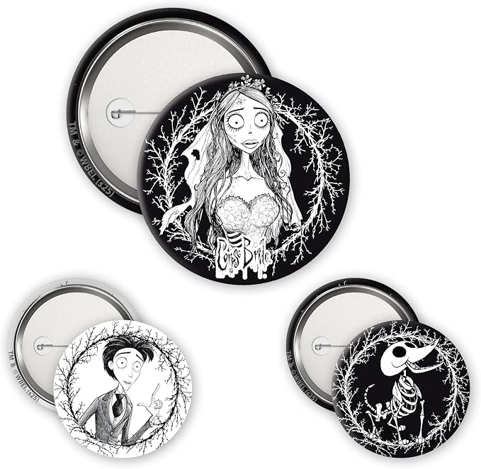 CORPSE BRIDE Pack of Trio Badges