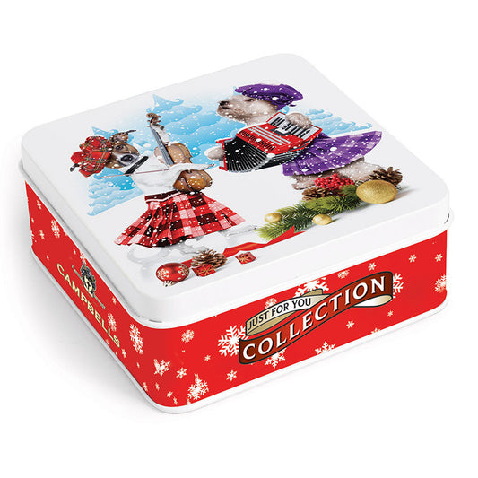 90g Christmas Musical Dogs Tin (shortbread fingers)
