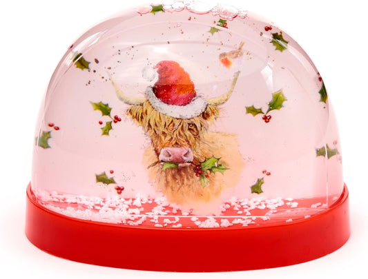 Christmas Jan Pashley Highland Coo Large Glitter Snow Storm