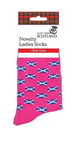 Scottish Saltire Pink Ladies Novelty Socks
