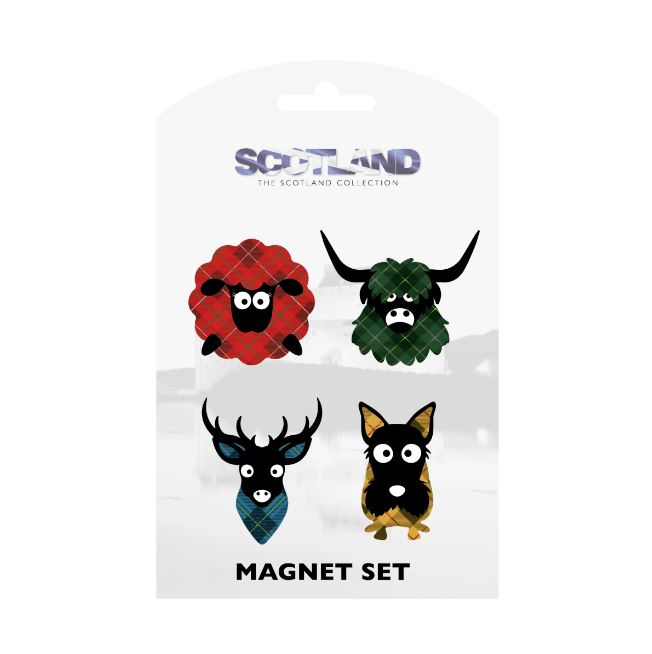 Scottish Tartan Character 4pk Magnet Set