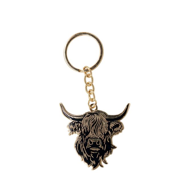 Heilan Coo Enamel Keyring - Black & Gold