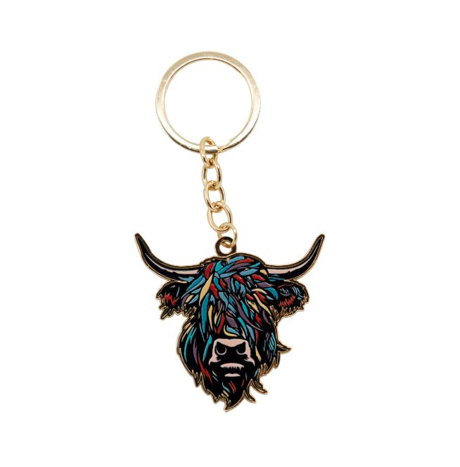Heilan Coo Enamel Keyring - Multi Coloured