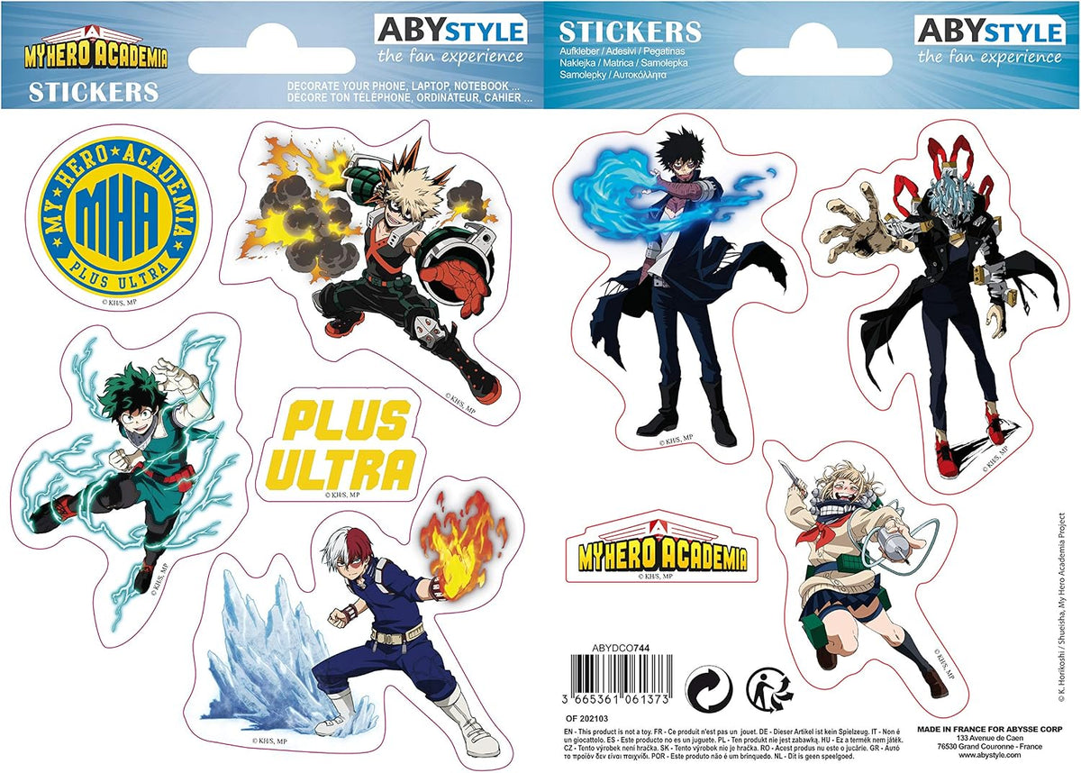 My Hero Azademia - Heros Villains - Stickers 16x11cm / 2 Sheets