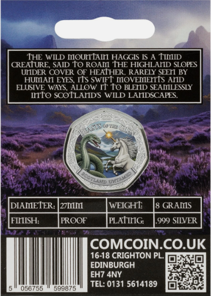 BEASTS OF THE GLEN - WILD MOUNTAIN HAGGIS Full Colour Silver Commemorative Coin
