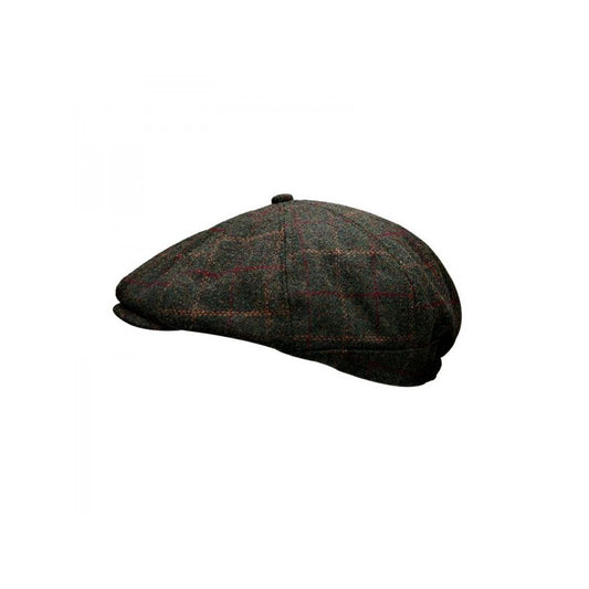 Peaky Stud Green Tweed Cap