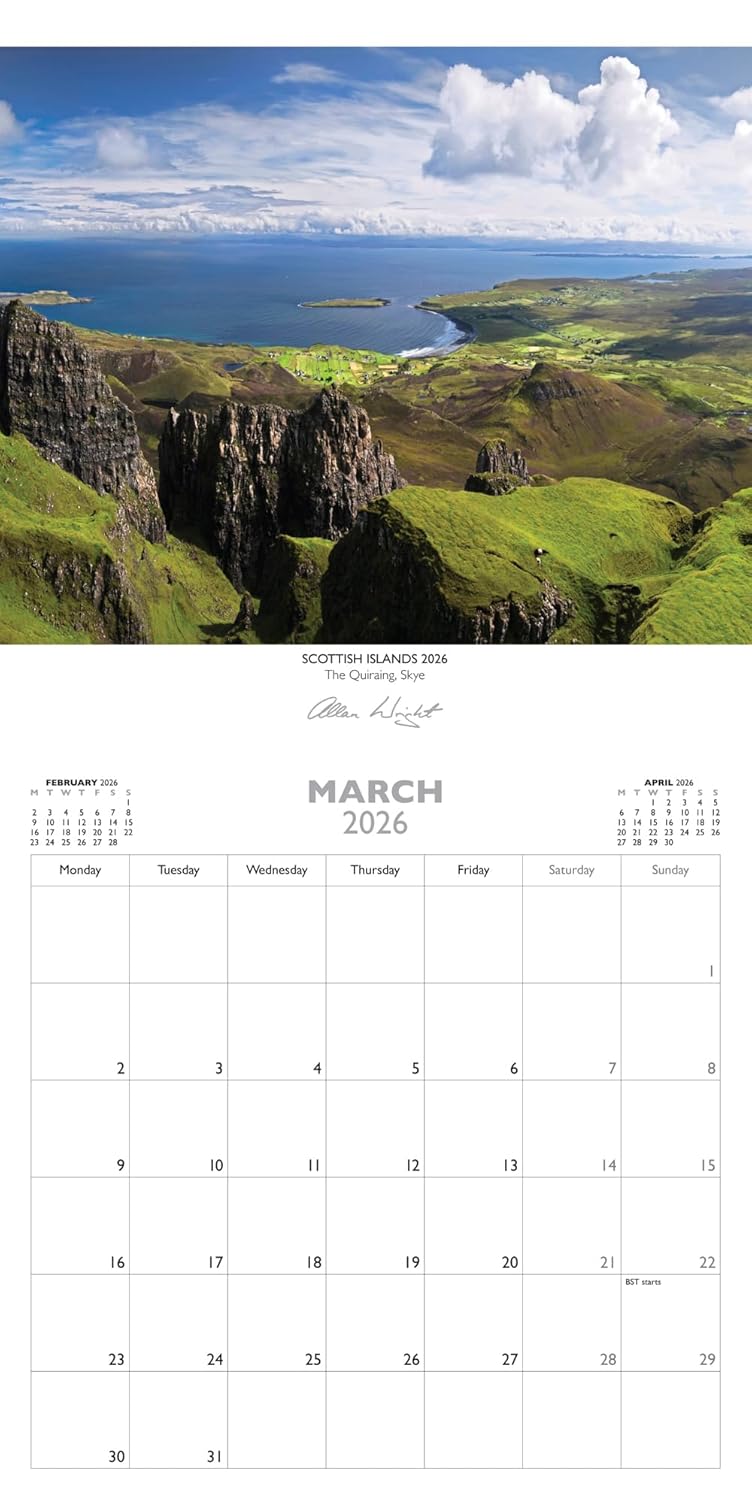 2026 Scotland Calendar: Scottish Islands – Wall Calendar – Month to View – 12 Months