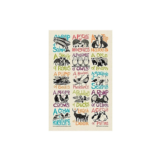 Collective noun tea towel by Perkins and Morley