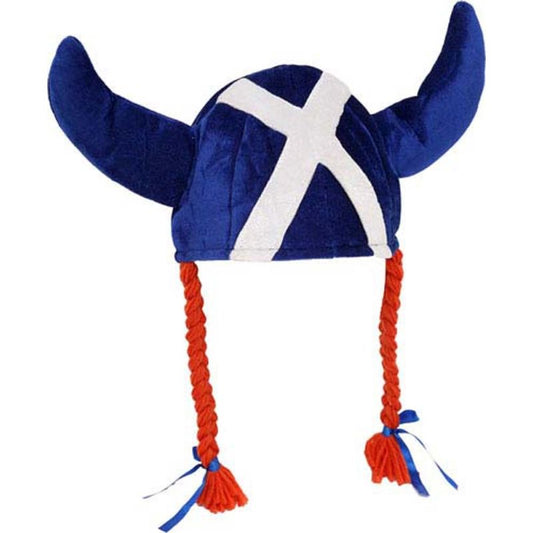 Saltire Jessie Viking Hat with Pigtails Novelty Scottish Hat