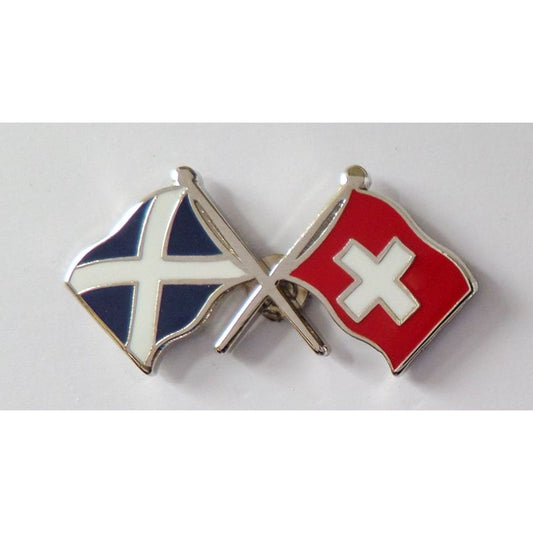 Switzerland Flag & Scotland Flag Friendship Courtesy Pin Badge