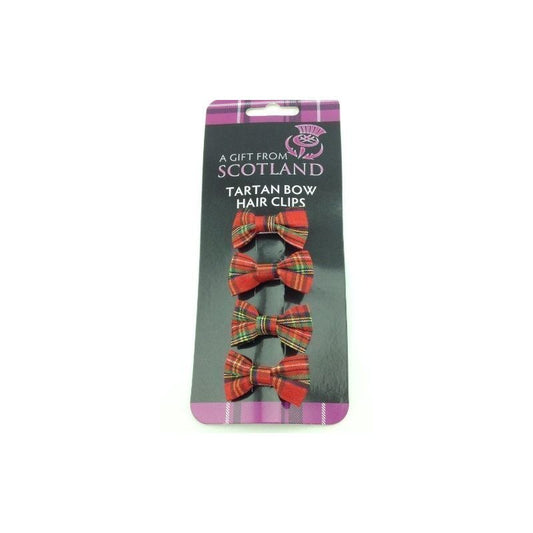 Red Tartan Bow Hair Clips - Set of 4