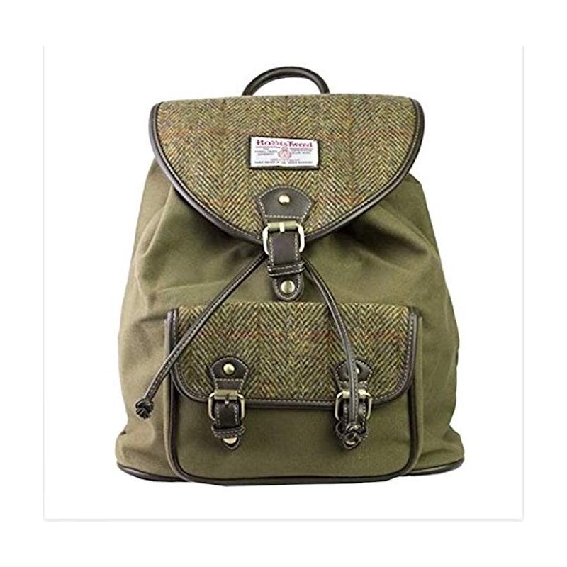 Genuine Harris Tweed & Green Canvas Rucksack / Backpack