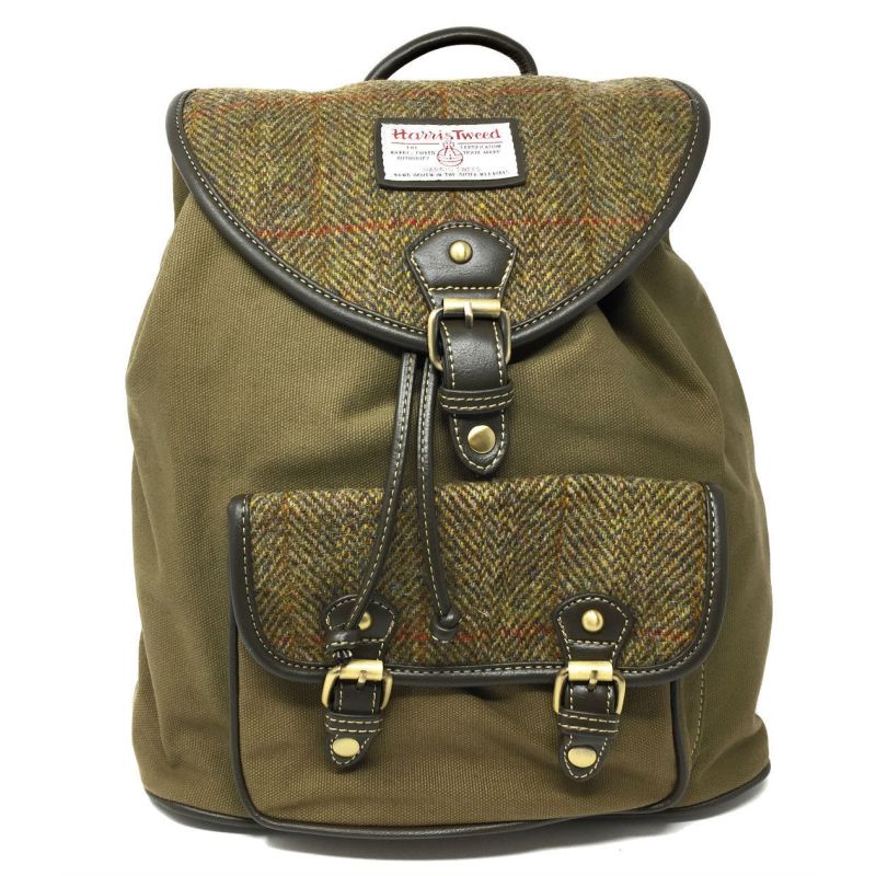 Genuine Harris Tweed & Green Canvas Rucksack / Backpack
