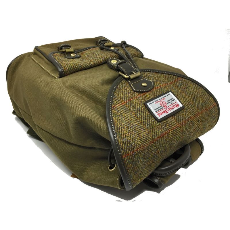 Genuine Harris Tweed & Green Canvas Rucksack / Backpack