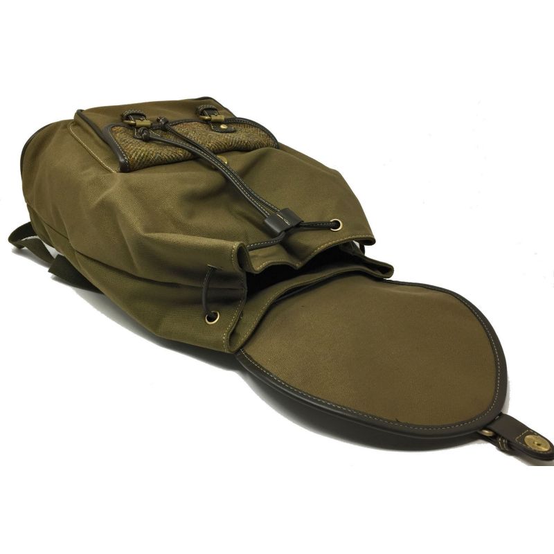 Genuine Harris Tweed & Green Canvas Rucksack / Backpack
