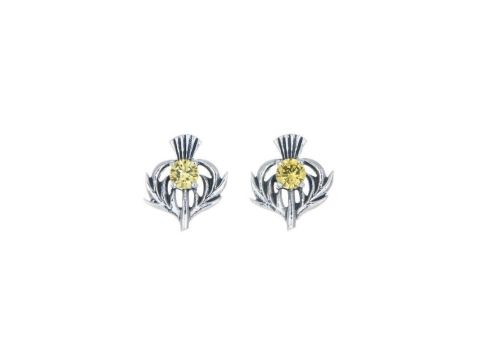 STERLING SILVER THISTLE BIRTHSTONE EARRINGS JEWELLERY NOVEMBER