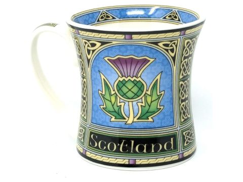 Scotland Mug with Blue Thistle-Bone China Scottish Porcelain Coffee Cup Irish Gift by Royal Tara Large Cup | Capacity 325ml/11fl oz