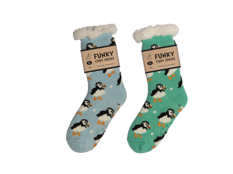 Ladies Sherpa Socks - Puffy Puffin (1 SUPPLIED)