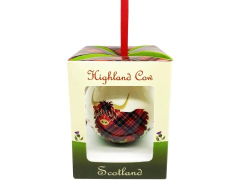 Highland Cow Bauble - Handcrafted Christmas Tree Decoration