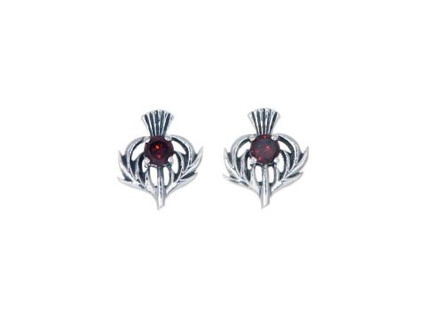 STERLING SILVER THISTLE BIRTHSTONE EARRINGS JEWELLERY JANUARY