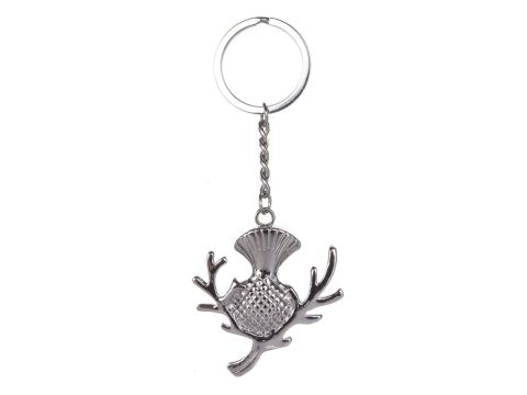 Scottish Highland Thistle Silver Keyring